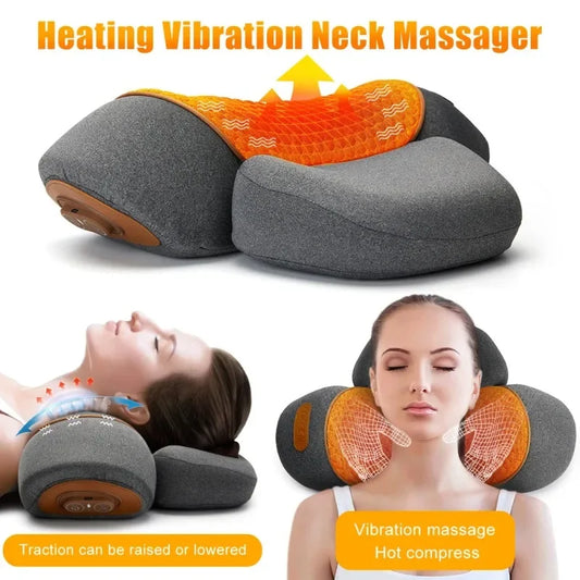 PAQIN Neck Massager Pillow Cervical Stretcher Heating Massage Support