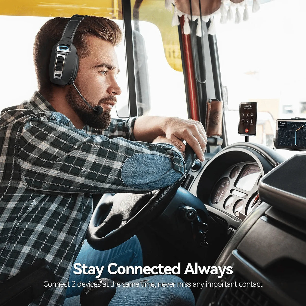 Trucker Bluetooth Wireless Headset With Noise Cancelling Mic For Phones PC