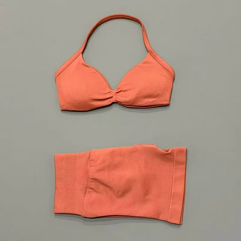 Histello Women Seamless Two Piece Yoga Gym Fitness Set