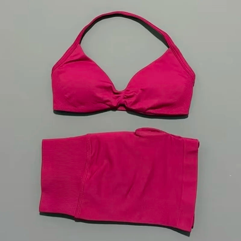 Histello Women Seamless Two Piece Yoga Gym Fitness Set