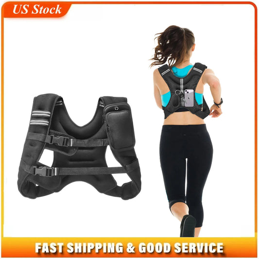 Weighted Vest, 12 lbs Weight Vest with Reflective Stripe, Adjustable Buckle Body Weight Vest for Men Women, Workout Equipment for Strength Training, Running, Jogging, Fitness, and Weight Loss