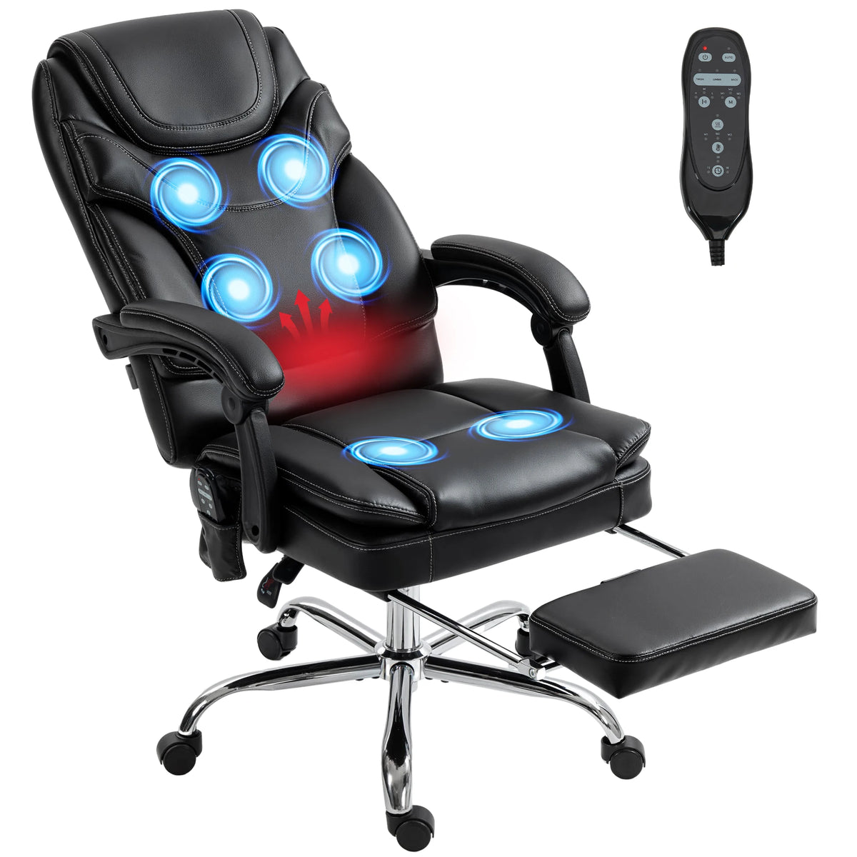 Six Point Vibration Massage Office Chair With Heated Footrest