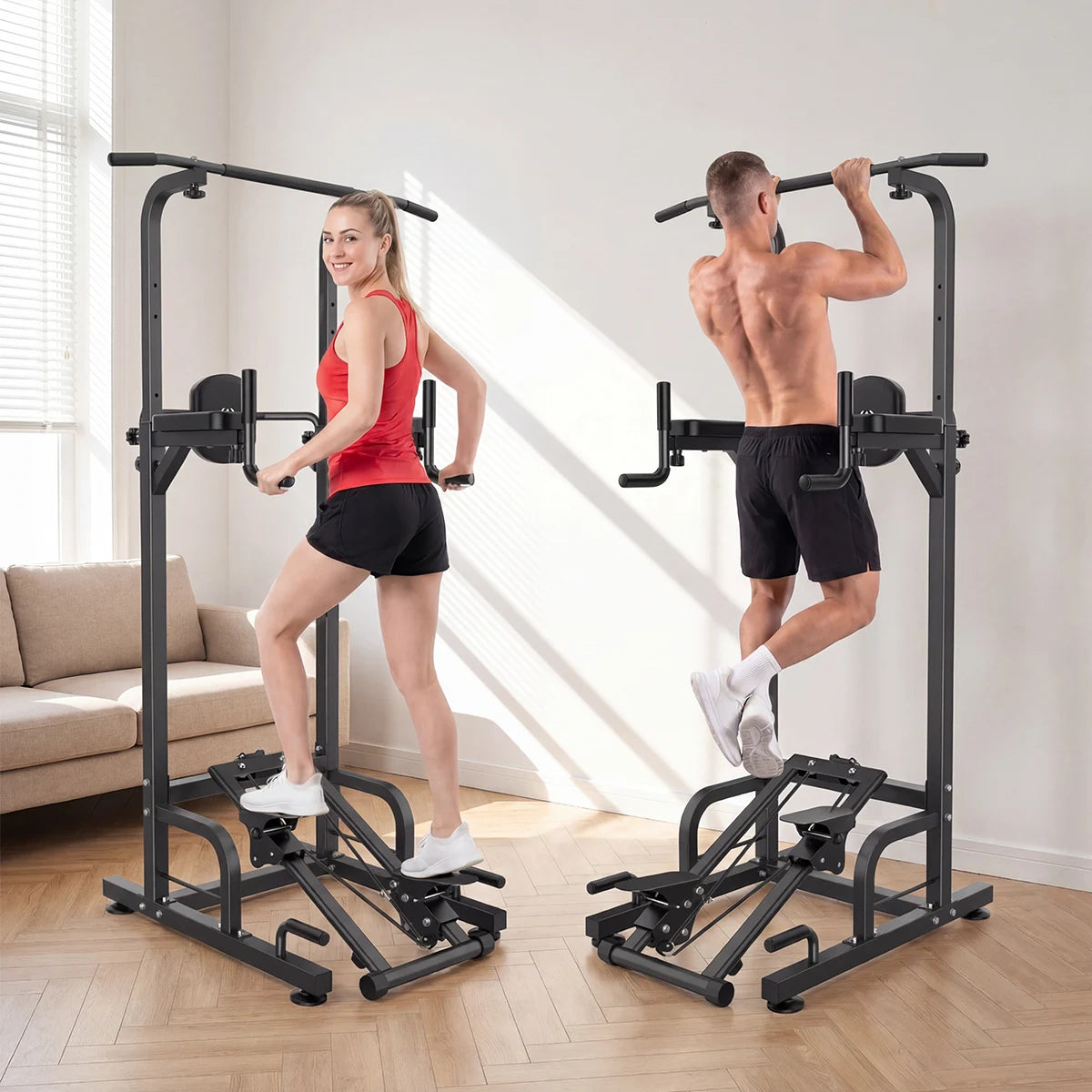 Relife Multifunctional Power Tower Pull Up Dip Station With Stepper