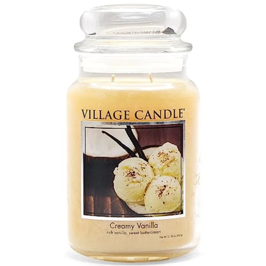 Creamy Vanilla Large Glass Apothecary Jar, Scented Candle, 21.25 oz., Ivory