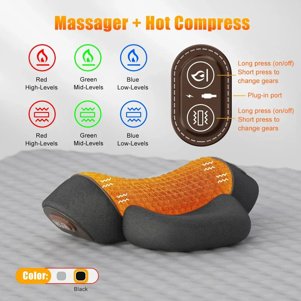PAQIN Neck Massager Pillow Cervical Stretcher Heating Massage Support