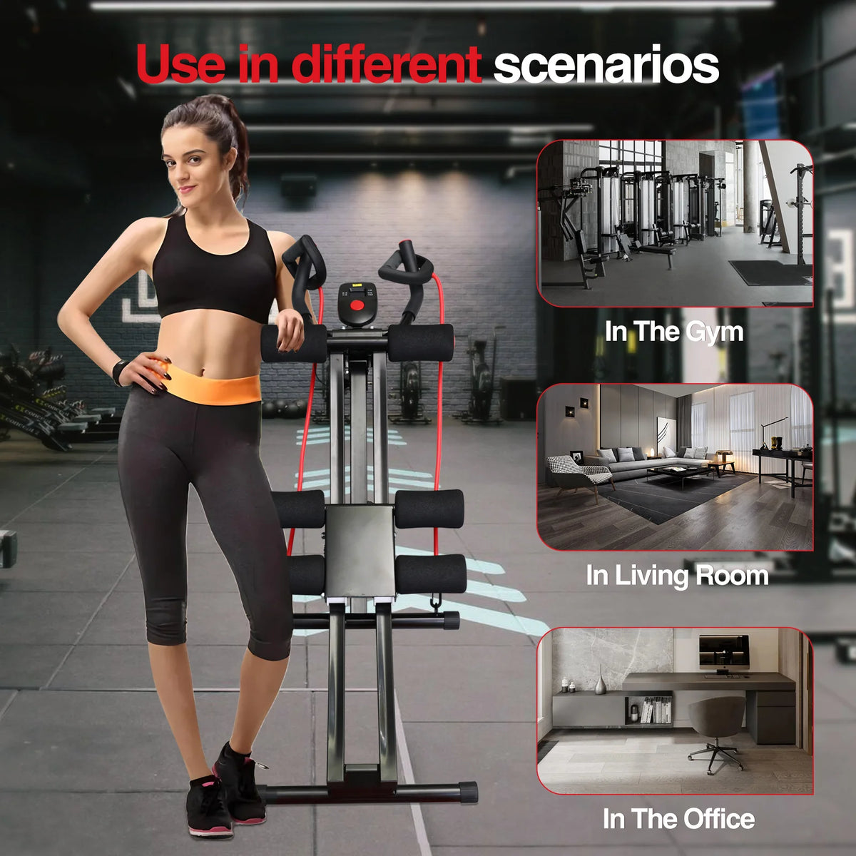 Foldable Ab Machine For Home Gym Core Abdominal Trainer LCD Display Max 440lbs