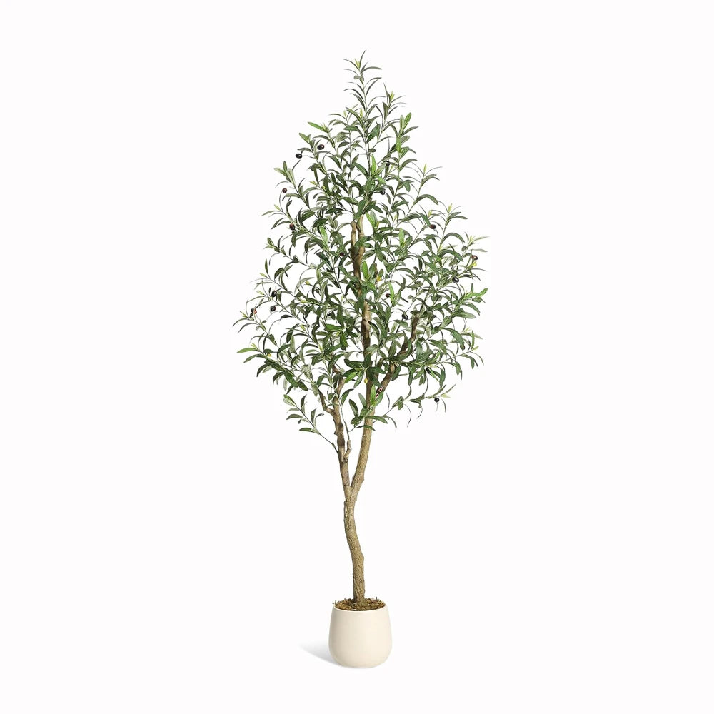 HiMISS Olive Trees Artificial Indoor Faux Silk Plant Potted in Planter