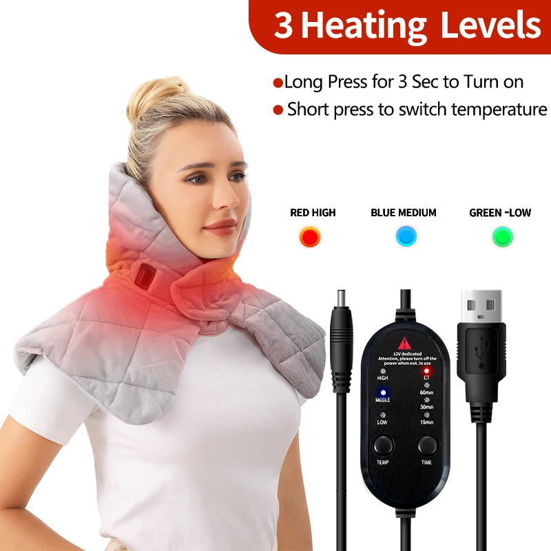 Electric Heating Shoulder Neck Wrap Fatigue Relief Relaxation Massager