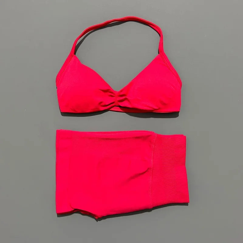 Histello Women Seamless Two Piece Yoga Gym Fitness Set