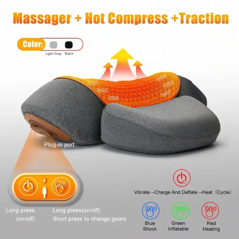PAQIN Neck Massager Pillow Cervical Stretcher Heating Massage Support